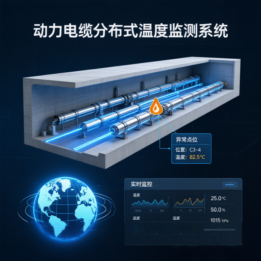 电缆分布式测温示意图 - 现场敷设图